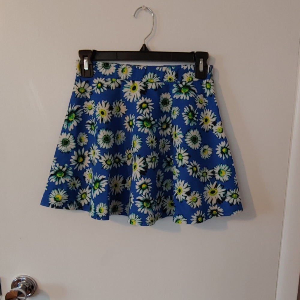 Blue with Daisies Skater Skirt